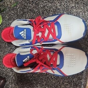 ADIDAS court shoes youth size 6 red white blue good condition